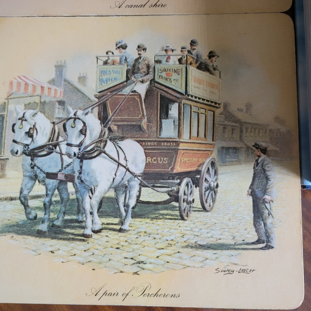 Vintage Seerey Lester Horse-Drawn Carriage Placemats Set Of 4 - Picture 4 of 7